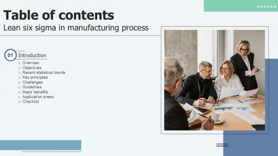 Table Of Contents Lean Six Sigma In Manufacturing Process Ppt Example Table Of Contents Lean Six Sigma In Manufacturing Process Ppt Example