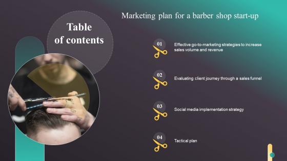 Table Of Contents Marketing Plan For A Barber Shop Start Up Themes Pdf