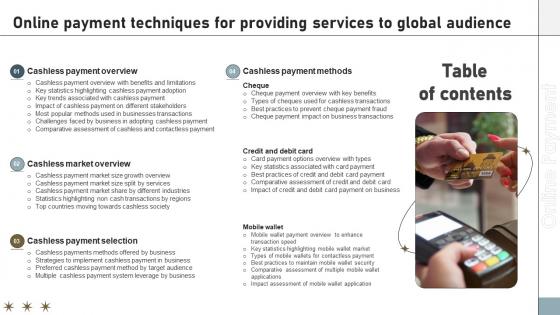 Table Of Contents Online Payment Techniques For Providing Services To Global Audience