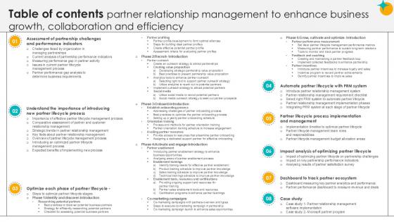 Table Of Contents Partner Relationship Management To Enhance Ppt Sample