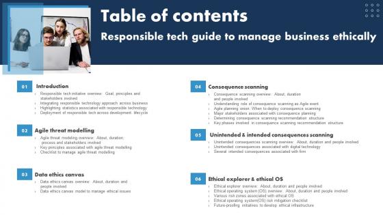 Table Of Contents Responsible Tech Guide To Manage Business Ethically Formats Pdf