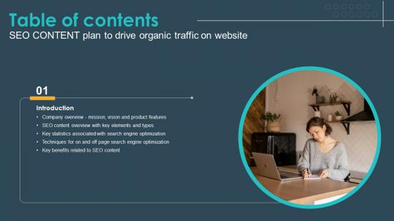 Table Of Contents Seo Content Plan To Drive Organic Traffic On Website Strategy SS V