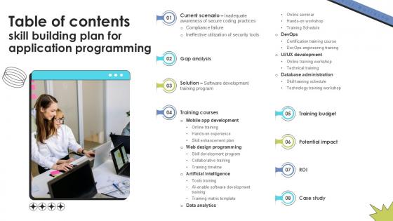 Table Of Contents Skill Building Plan For Application Programming PPT PowerPoint DTE SS V