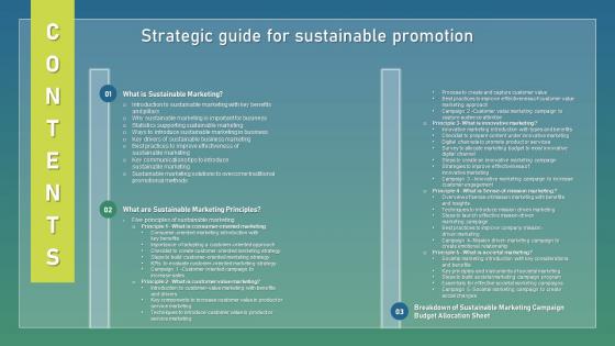Table Of Contents Strategic Guide For Sustainable Promotion Formats Pdf Table Of Contents Strategic Guide For Sustainable Promotion Formats Pdf