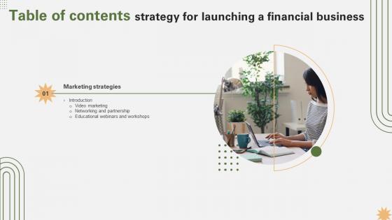Table Of Contents Strategy For Launching A Financial Business Strategy SS V Table Of Contents Strategy For Launching A Financial Business Strategy SS V