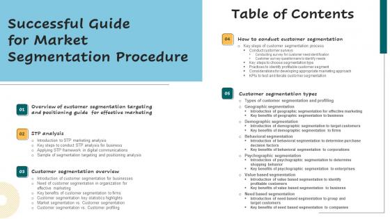 Table Of Contents Successful Guide For Market Segmentation Procedure Introduction Pdf