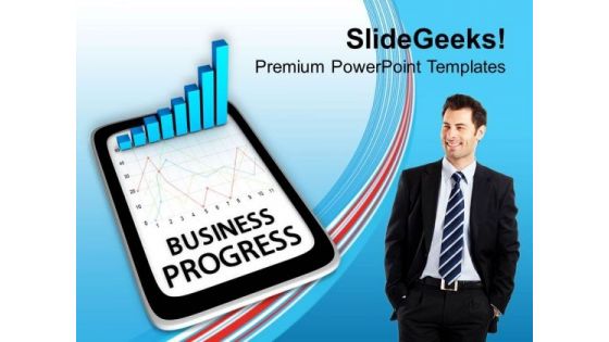 Tablet Showing Business Progress PowerPoint Templates Ppt Backgrounds For Slides 0313