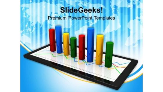 Tablet With A Bar Graph PowerPoint Templates Ppt Backgrounds For Slides 0113