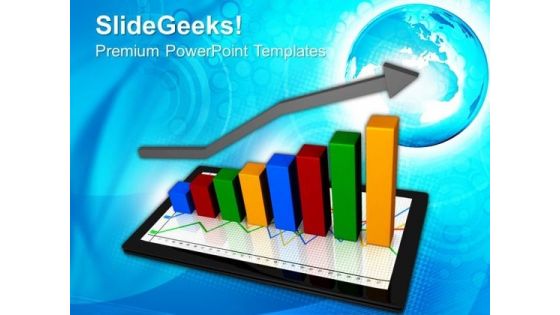 Tablet With Business Graph Arrows PowerPoint Templates And PowerPoint Themes 0812