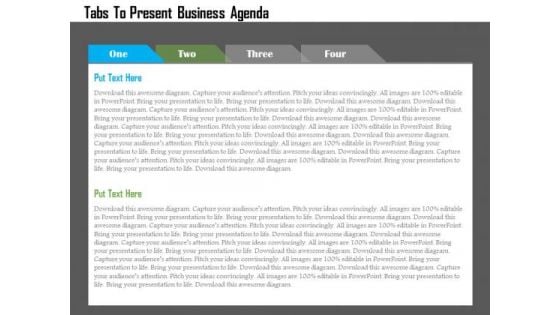 Tabs To Present Business Agenda Presentation Template