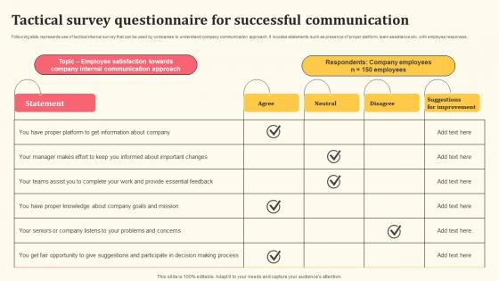 Tactical Survey Questionnaire For Successful Communication Detailed Personnel Sample Pdf