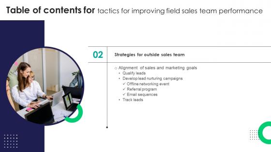 Tactics For Improving Field Sales Team Performance Table Of Contents Tactics For Improving Field Sales Team Performance Table Of Contents