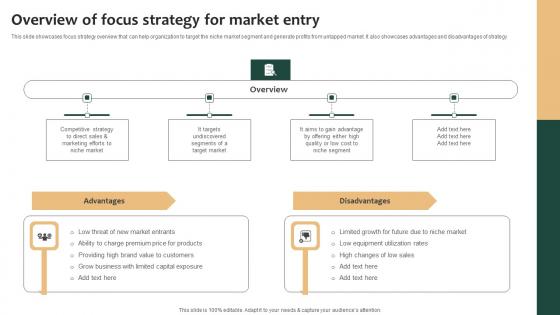 Tailored Product Approach Overview Of Focus Strategy For Market Entry Demonstration Pdf