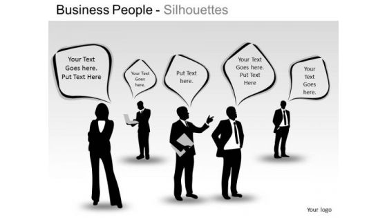 Talking Business People Silhouettes PowerPoint Slides And Ppt Diagram Templates