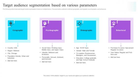 Target Audience Segmentation Based On Various Parameters Effective GTM Techniques Formats PDF