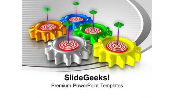Target On Cogwheels Business PowerPoint Templates Ppt Backgrounds For Slides 1212