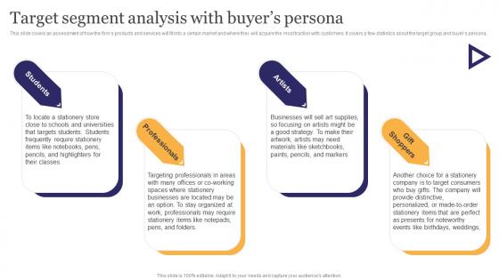 Target Segment Analysis With Buyers Persona Stationery Business Plan Go To Market Strategy Slides Pdf