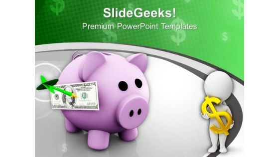 Targetted Dollar Piggy Bank Savings PowerPoint Templates Ppt Backgrounds For Slides 0313