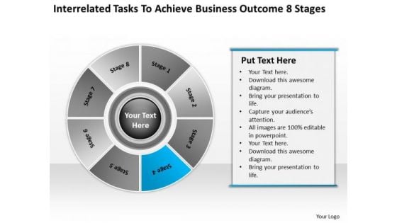 Tasks To Achieve Business Outcome 8 Stages Template Of Plan PowerPoint Slides