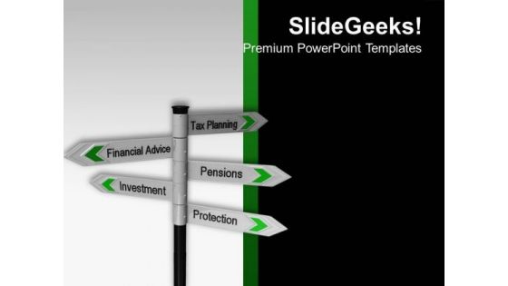 Tax Planning Financial Signpost Investment PowerPoint Templates Ppt Backgrounds For Slides 0113
