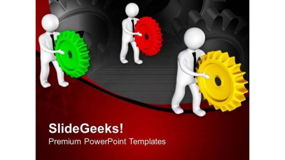 Team Completing Gear Process PowerPoint Templates Ppt Backgrounds For Slides 0713