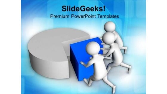 Team Efforts To Complete The Task Pie Chart PowerPoint Templates Ppt Backgrounds For Slides 0813 Team Efforts To Complete The Task Pie Chart PowerPoint Templates Ppt Backgrounds For Slides 0813