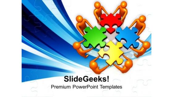 Team Efforts To Solve Puzzle PowerPoint Templates Ppt Backgrounds For Slides 0213