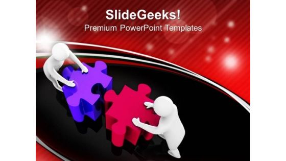 Team Joining Two Jigsaw Puzzles PowerPoint Templates Ppt Backgrounds For Slides 0213