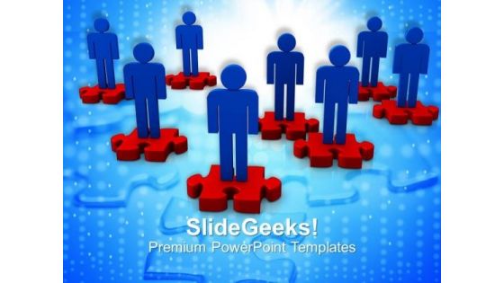 Team Of 3d Men On Puzzle Pieces PowerPoint Templates Ppt Backgrounds For Slides 0113