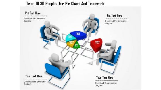 Team Of 3d Peoples For Pie Chart And Teamwork