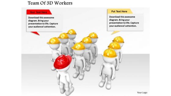 Team Of 3d Workers PowerPoint Templates