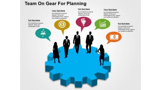 Team On Gear For Planning PowerPoint Templates