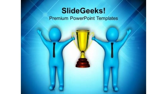 Team Winning Golden Trophy In Competition PowerPoint Templates Ppt Backgrounds For Slides 0713