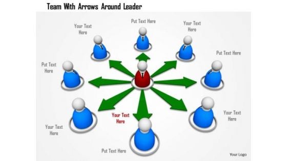 Team With Arrows Around Leader PowerPoint Templates