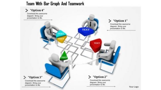 Team With Bar Graph And Teamwork