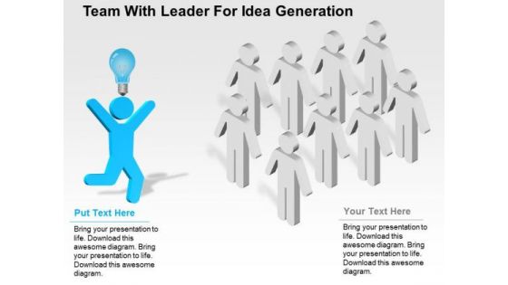 Team With Leader For Idea Generation PowerPoint Template Team With Leader For Idea Generation PowerPoint Template