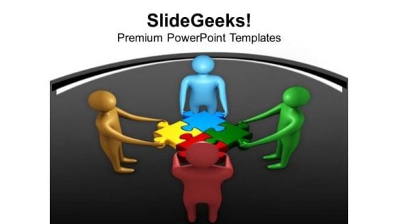 Team Working Together To Combine Puzzles PowerPoint Templates Ppt Backgrounds For Slides 0413