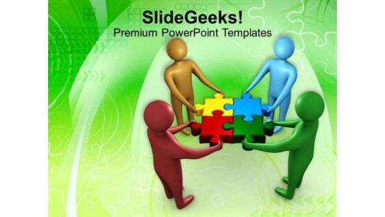 Team Working Together To Solve The Puzzle PowerPoint Templates Ppt Backgrounds For Slides 0113