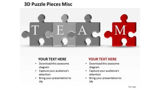 Teamwork 3d Puzzle Pieces Misc PowerPoint Slides And Ppt Diagram Templates