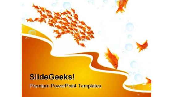 Teamwork Golden Fish Business PowerPoint Themes And PowerPoint Slides 0511