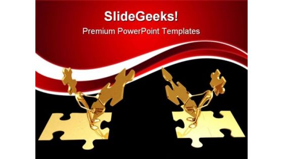 Teamwork Putting Puzzle Shapes PowerPoint Themes And PowerPoint Slides 0811