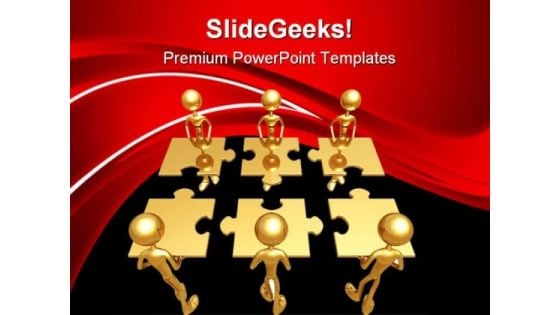 Teamwork Putting The Puzzle Business PowerPoint Templates And PowerPoint Backgrounds 0811