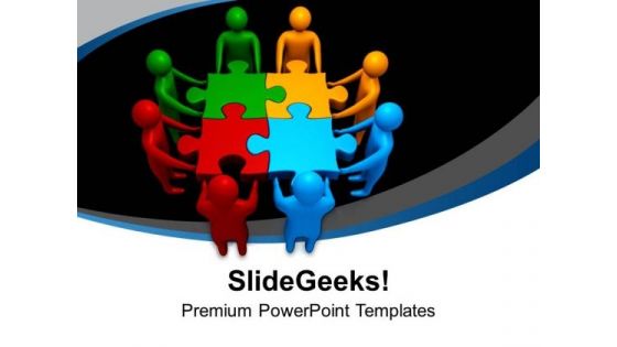 Teamwork To Combine Business Puzzles PowerPoint Templates Ppt Backgrounds For Slides 0213