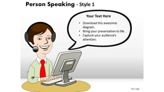 Tech Support Person Speaking PowerPoint Slides And Ppt Diagram Templates