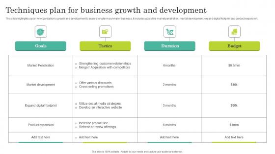 Techniques Plan For Business Growth And Development Rules Pdf