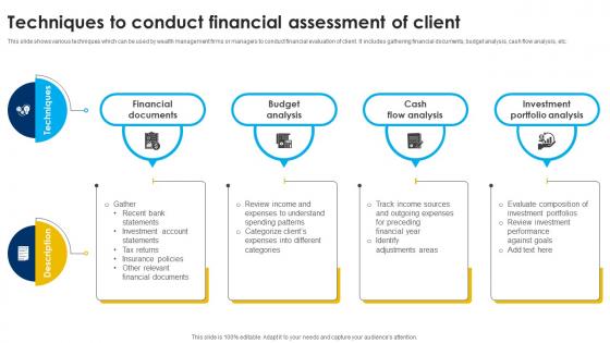 Techniques To Conduct Financial Assessment Of Client Strategic Wealth Management And Financial Fin SS V