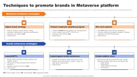 Techniques To Promote Brands In Metaverse Platform Ppt Show Graphics Tutorials Pdf