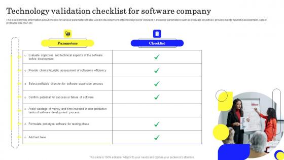 Technology Validation Checklist For Software Company Ppt Infographics Sample Pdf