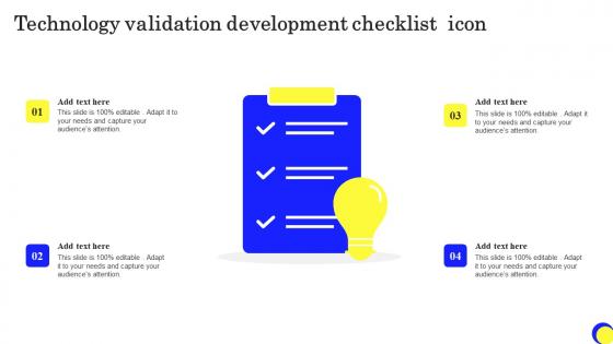 Technology Validation Development Checklist Icon Ppt Ideas Summary Pdf