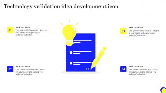 Technology Validation Idea Development Icon Ppt Infographics Example Pdf